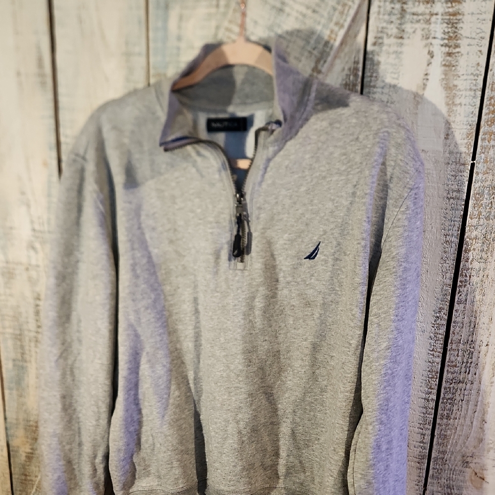 Nautica Men's Zip-Up Sweater in Light Gray